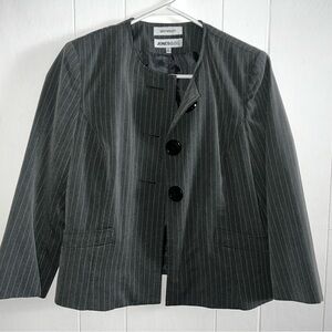 Gray and White Blouse with Modern Collarless Design